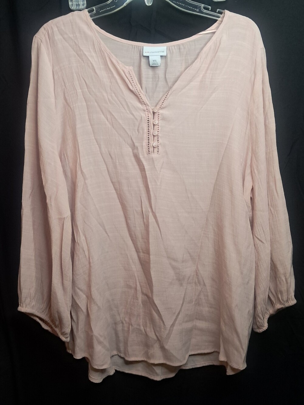 Liz Claiborne Blush Pink V-Neck Peasant Tunic